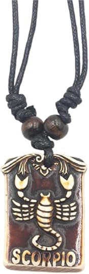 Zodiac Sign Necklace for Women Resin Vintage Constellation Tarot Card Pendant Double Sided Waterproof NonTarnish Friendship Jewelry Gift - Scorpio Products for men