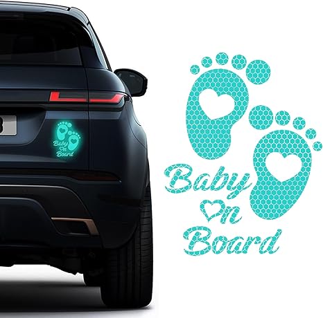 Baby on Board Car Sticker, Baby on Board Signs for Car, High Intensity Reflective Waterproof Vinyl Safety Auto Signs, Auto Decoration Accessories for Rear, Side Window (Tiffany Blue) - Aries Sticker for men