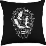 Ornamental Aquarius Water Bearer Throw Pillow - Aquarius Pillow for men
