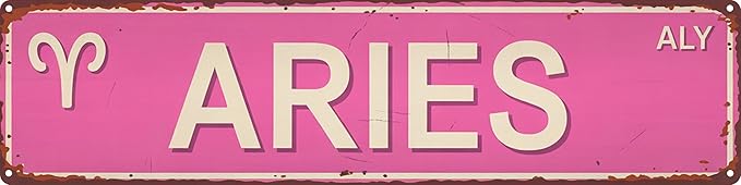 Aries Aly Funny Rustic Astrology Lovers Constellation Pink Wall Metal Tin Signs Decor 4x16 in - Aries for men