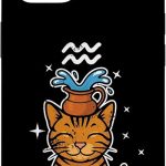 Aquarius Zen Cat Astrology Case for iPhone 14 - Aquarius Phone Case for men