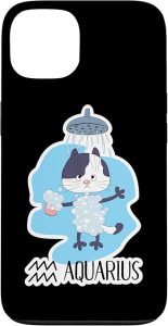 Aquarius Zodiac Sign Cute Cat Theme Astrology Horoscope Case for iPhone 13 - Aquarius Phone Case for men