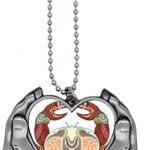 Cancer Constellation Zodiac Symbol Car Keychain Heart Pendant Ornament Charm - Cancer Car Accessories for men