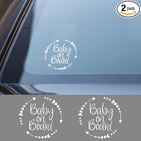 Baby on Board Sticker for Car, Cute Vinyl Safety Caution Decal, Removable Baby Safety Warning Signs for Cars Trucks Walls Laptop 5.16 x 5.16'' (2PCS White) - Aries Sticker for men