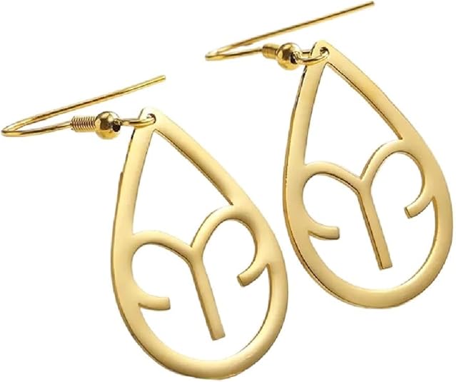 New 2026 Unisex Zodiac Sign 12 Constellation Drop Earrings For Women Stainless Steel Aries Virgo Pendant Jewelry Birthday Decoration Luxury With You Accessories Trendy And Men - Aries Earrings for men