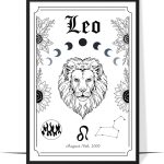 GIFAMI Personalized Astrology Horoscope Minimalist Wall Art Decorations Birthday Gifts - Leo Canvas for men