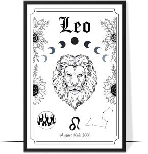 GIFAMI Personalized Astrology Horoscope Minimalist Wall Art Decorations Birthday Gifts - Leo Canvas for men