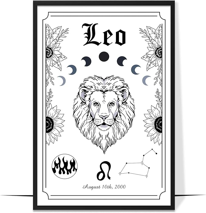 GIFAMI Personalized Astrology Horoscope Minimalist Wall Art Decorations Birthday Gifts - Leo Canvas for men