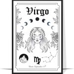GIFAMI Personalized Astrology Horoscope Minimalist Wall Art Decorations Birthday Gifts - Virgo Poster for men