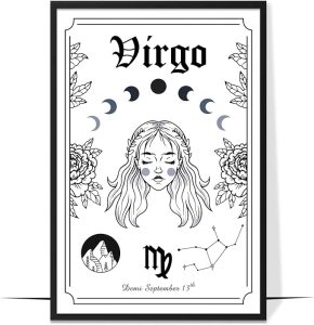 GIFAMI Personalized Astrology Horoscope Minimalist Wall Art Decorations Birthday Gifts - Virgo Poster for men