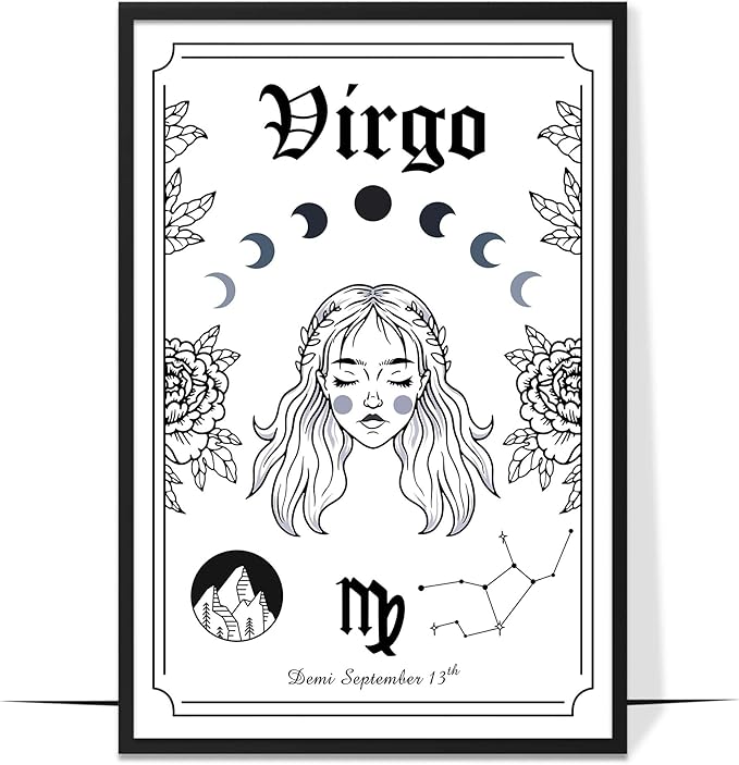 GIFAMI Personalized Astrology Horoscope Minimalist Wall Art Decorations Birthday Gifts - Virgo Poster for men