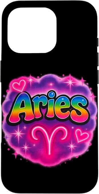 Aries Zodiac Sign Rainbow Retro Airbrush Style Case for iPhone 16 Pro - Aries Phone Case for men