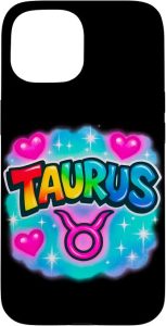 Taurus Zodiac Sign Airbrush Retro Horoscope Design Case for iPhone 15 - Taurus Phone Case for men