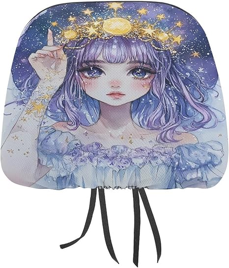 Zodiac Pin Up Girl Painting Car Headrest Cover Funny Car Seat Pillow Protective Covering Accessories for Auto Front Seat Rest 2 PCS - Aries Car Seat Cover for men