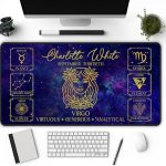 Personalized Virgo Zodiac Desk Mat – Custom Name Mouse Pad with Constellation, Mercury, Traits and Earth Sign Details – Astrology Birthday Gift for Her or Him – Analytical Horoscope Desk Décor - Virgo Car Floor Mat for men