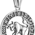 Zodiac Sign Necklaces for Men Women Stainless Steels Leo Libra Aries 12 Constellation Pendant Necklace Astrology Jewelry Birthday Gift - Taurus Products for men