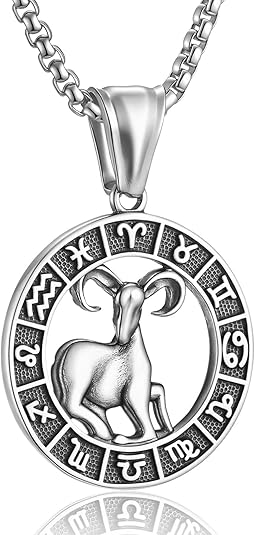 Zodiac Sign Necklaces for Men Women Stainless Steels Leo Libra Aries 12 Constellation Pendant Necklace Astrology Jewelry Birthday Gift - Aries Necklace for men