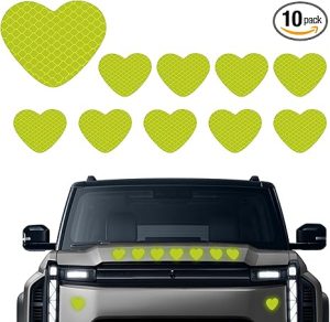 10PCS Heart Vinyl Decal for Cars, Bumper Stickers, High Intensity Reflective Night Safety Sign Bumper Decal, Patche Scratch Waterproof Stickers for Most Vehicles (Fluorescent Yellowish Green) - Scorpio Sticker for men
