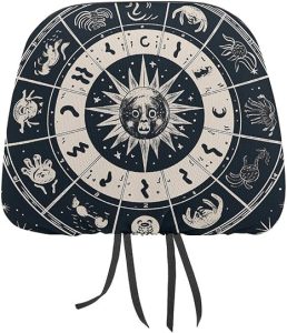 Astrological Sign 1 PCS Car Headrest Cover Universal Headrest Covers Soft Breathable Car Head Rest Covers Set Elastic Head Rest Protector Auto Seat Cover Vehicle Accessories for Cars, Truck, Suv, Van - Aquarius Car Seat Cover for men