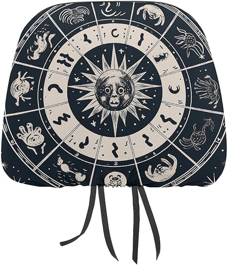 Astrological Sign 1 PCS Car Headrest Cover Universal Headrest Covers Soft Breathable Car Head Rest Covers Set Elastic Head Rest Protector Auto Seat Cover Vehicle Accessories for Cars, Truck, Suv, Van - Aquarius Car Seat Cover for men