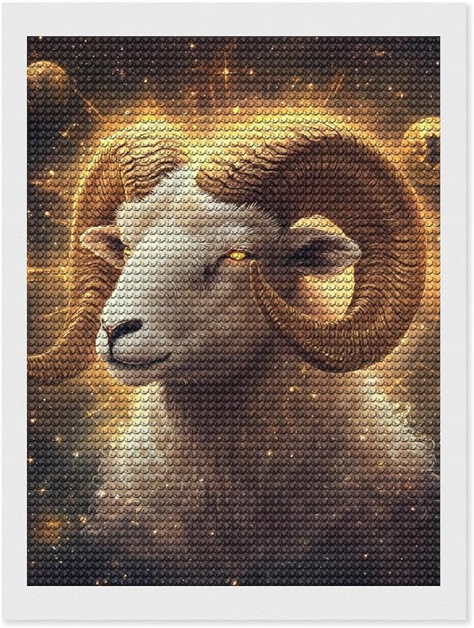 Zodiac Sign Aries Golden Round Diamond Art Painting Kits Picture Full Drill Arts Craft Gifts - Aries Canvas for men