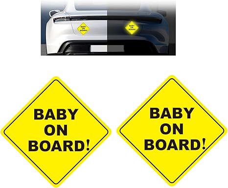 2PCS 5x5 Inch Baby on Board Signs for Car,Reflective Baby on Board Sticker for Cars Bumper/Windshield,Universal Stylish Car Stickers Automotive Exterior Accessories (Yellow) - Aries Sticker for men