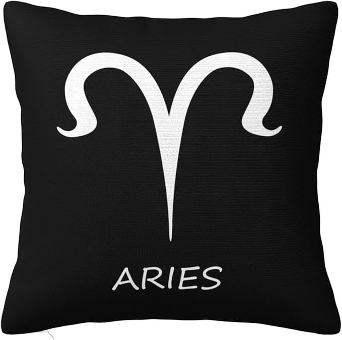 Aries Sign Throw Pillow Covers 16x16 Inch - Soft Decorative Pillowcases for Couch, Bed & Sofa - Indoor Living Room Home Decor - Aries Pillow for men