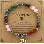 Zodiac Natural Stone Bracelet – Handmade Crystal Healing Bracelet with Zodiac Charm – Adjustable Beaded Jewelry Gift for Women Men Girls - Scorpio Products for men