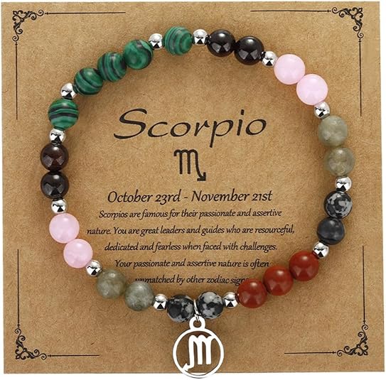 Zodiac Natural Stone Bracelet – Handmade Crystal Healing Bracelet with Zodiac Charm – Adjustable Beaded Jewelry Gift for Women Men Girls - Scorpio Products for men