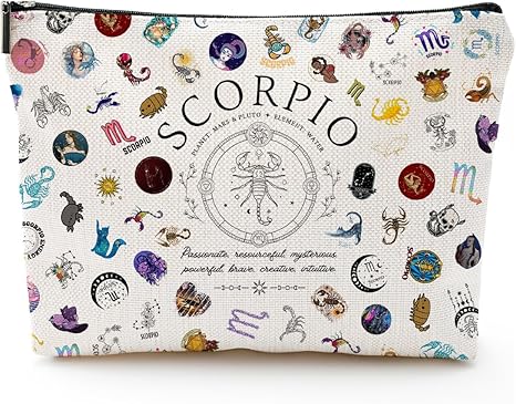 Scorpio Gifts for Women, Scorpio Zodiac Cosmetics Bag, Travel Makeup Bags, Scorpio Birthday Gifts for Women & Astrology Lovers - Scorpio Products for men