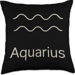 Aquarius Zodiac Symbol Minimal Astrology Sign Throw Pillow - Aquarius Pillow for men
