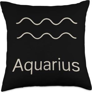 Aquarius Zodiac Symbol Minimal Astrology Sign Throw Pillow - Aquarius Pillow for men