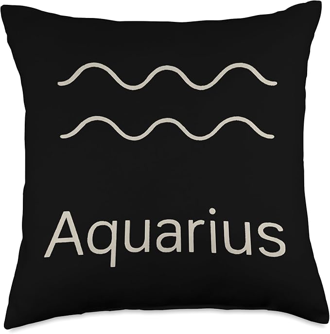 Aquarius Zodiac Symbol Minimal Astrology Sign Throw Pillow - Aquarius Pillow for men