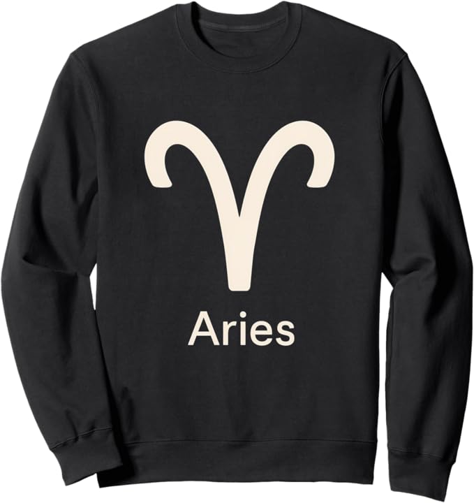 Aries Zodiac Symbol White Minimal Sign Sweatshirt - Aries Sweatshirt for men