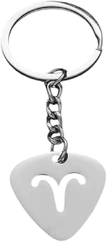 New 2026 Simple 12 Zodiac Sign Pendant Keychains Constellation Jewelry DIY Metal Stainless Steel Taurus Aries Scorpio Keyings Chaveiros Fashion Accessories Creative Gift - Aries Keychain for men