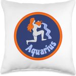 Aquarius Groovy Zodiac Water Bearer Throw Pillow - Aquarius Pillow for men