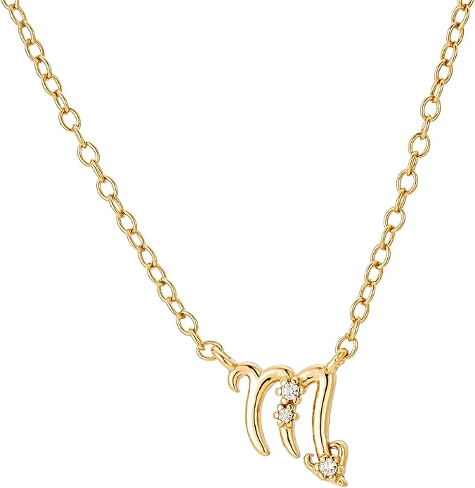 CAITLYNMINIMALIST 18K Gold Plated Sterling Silver Zodiac Charm Astrology Pendant Necklace Gift for Her - Scorpio Products for men