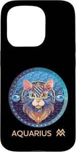 Zodiac sign Aquarius - Cat illustration Case for iPhone 15 Pro - Aquarius Phone Case for men