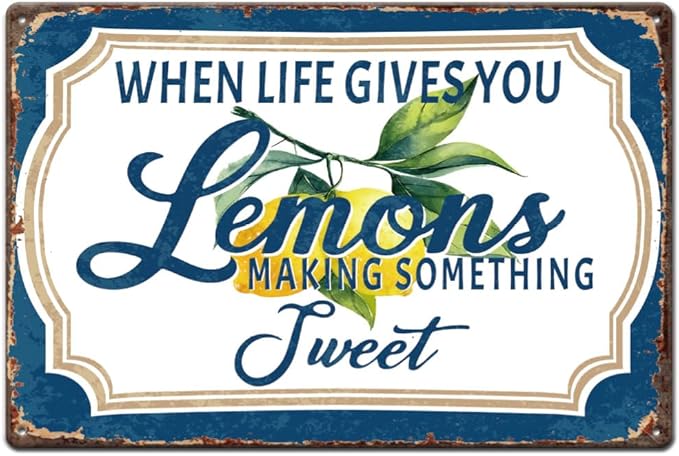 SUPERDANT Motivational Tin Signs When Life Gives You Lemons Make Something Sweet Metal Sign Poster Vintage Wall Art Decorative Plaque for Home Livingroom Garage Man Cave Cafes Kitchen Decor - Aries Poster for men