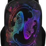 Adult High Capacity Backpack Adjustable Shoulder Strap Black Constellation Zodiac Sign Pisces Shoulders Bag for Daily Commuting - Pisces for men