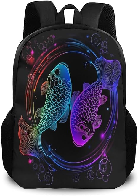 Adult High Capacity Backpack Adjustable Shoulder Strap Black Constellation Zodiac Sign Pisces Shoulders Bag for Daily Commuting - Pisces for men