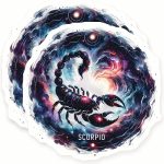 Scorpio Stickers - Zodiac Sign - Astrology Stickers - Galaxy Sticker - 2 Pack - 5" Wide Design - Adheres to Laptops, Tumblers, and More – Made in The USA - AQS1929 - Scorpio Sticker for men