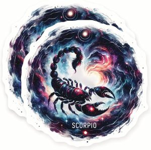 Scorpio Stickers - Zodiac Sign - Astrology Stickers - Galaxy Sticker - 2 Pack - 5" Wide Design - Adheres to Laptops, Tumblers, and More – Made in The USA - AQS1929 - Scorpio Sticker for men