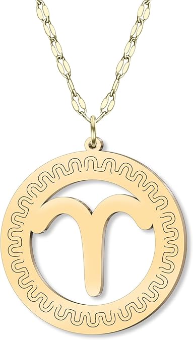 Stainless Steel 18k Gold Plated Dainty Zodiac Sign Charm Chain Pendant Necklace Birthday Gifts for Women Celestial Constellation Horoscope Astrology Jewelry Cool Gifts for Female Friend - Aries Necklace for men