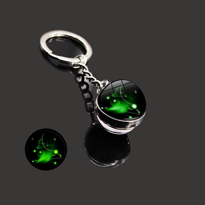 Key Chain for Men Women Twelve Constellations Gemstone Key Ring Fashion Bag Backpack Car Charm Accessory Gifts - Aries Ring for men