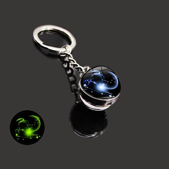Key Chain for Men Women Twelve Constellations Gemstone Key Ring Fashion Bag Backpack Car Charm Accessory Gifts - Aries Keychain for men