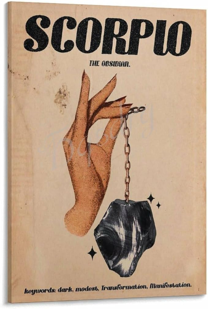 Vintage Aesthetic Zodiac Poster Scorpio Posters Canvas for Bedroom Living Room Decor 12x18inch(30x45cm) Frame-style - Scorpio Canvas for men