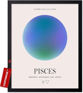 Poster Master Personalized Pisces Print, Customized Zodiac Aura Poster and Canvas, Star Sign Art, Gift for Family, Loved Ones, Friends, Available in 8x10 to 30x40 - Pisces Canvas for men