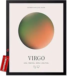 Poster Master Personalized Virgo Print, Customized Zodiac Aura Poster and Canvas, Star Sign Art, Gift for Family, Loved Ones, Friends, Available in 8x10 to 30x40 - Virgo Poster for men