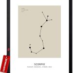 Monem Art Personalized Scorpio Print, Customized Constellation Star Map Poster and Canvas, Zodiac Sign Art, Gift for Family, Loved Ones, Friends, Available in 8x10" to 30x40" - Scorpio Canvas for men